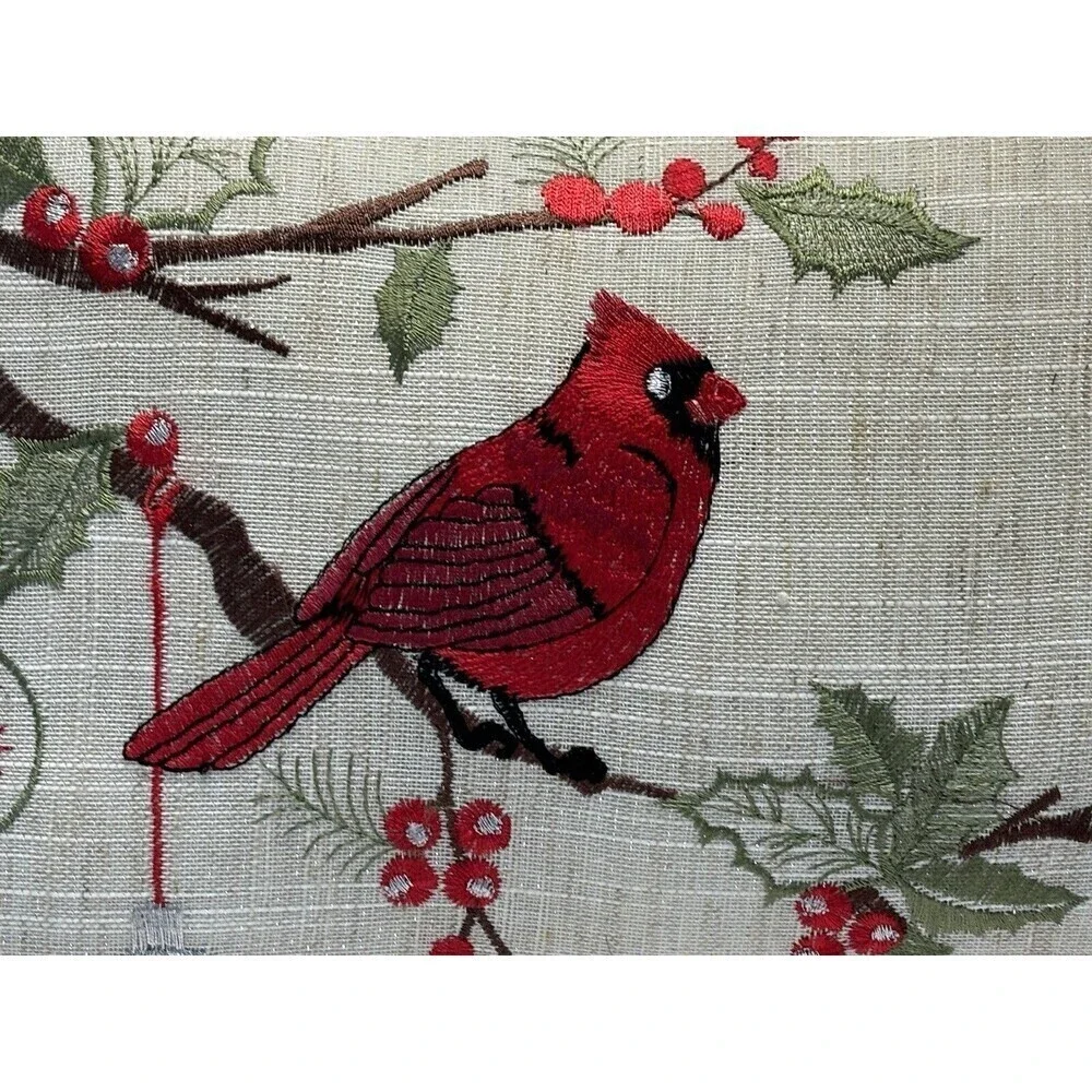 Pillow Perfect Holiday Cardinal Christmas Rectangular Linen Blend Pillow 17